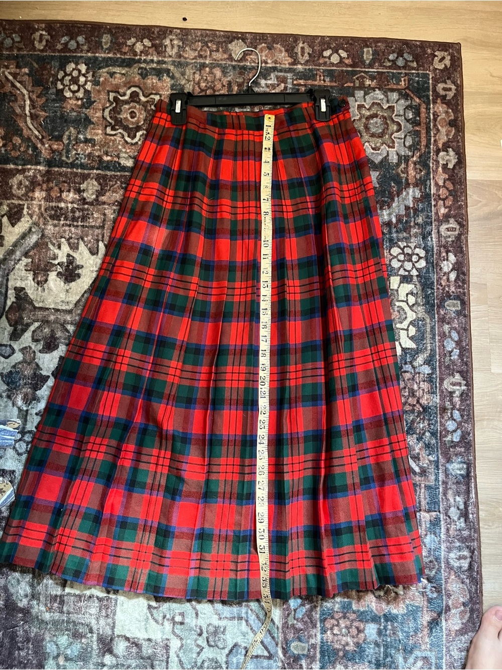 Vintage Classic Red Tartan Pleated Plaid Skirt - Size M 30” Waist (8) - Picture 7 of 7